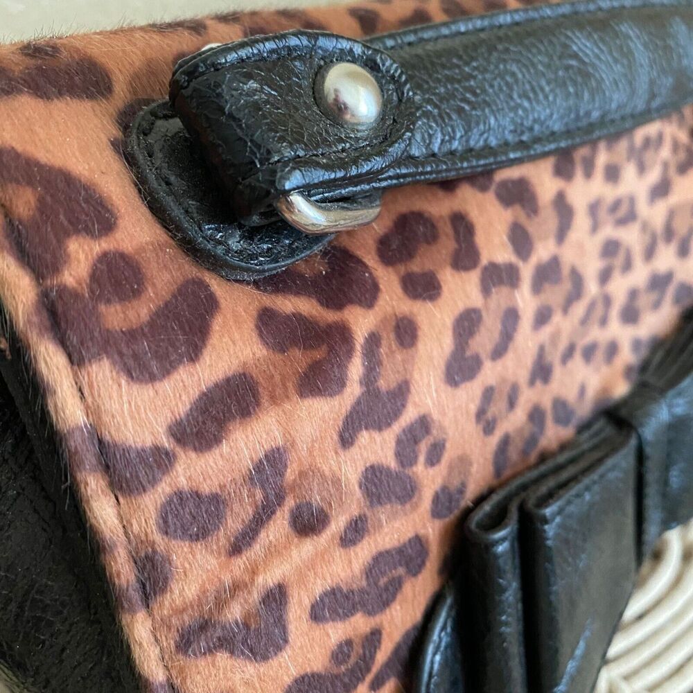 Call It Spring Fuzzy Leopard Print Black Faux Lea… - image 2